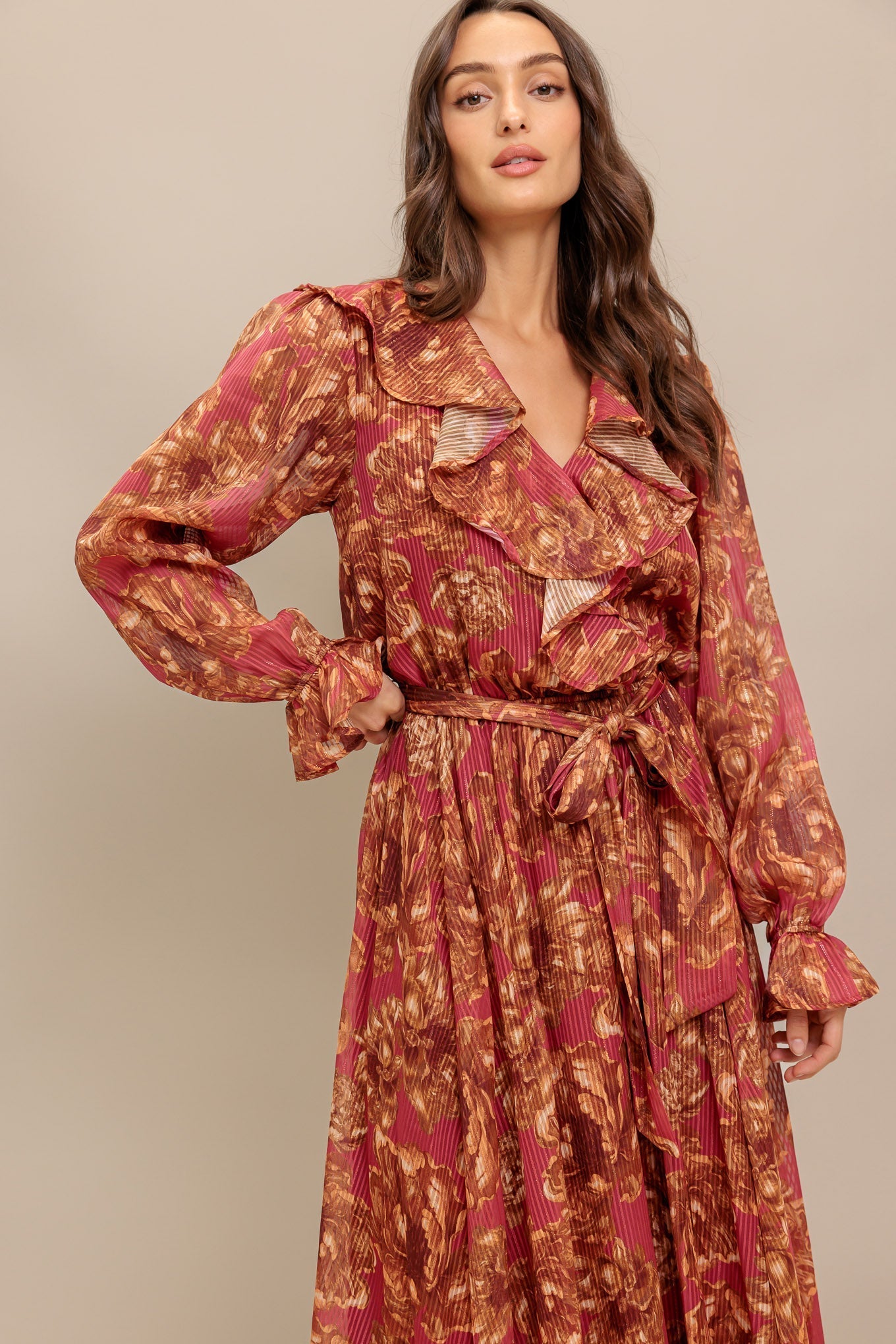 AUTUMN SONATA WOVEN MIDI DRESS Flying Tomato